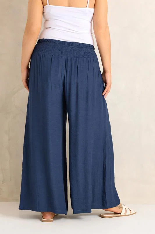 Navy Blue Wide Leg Trouser detail 3