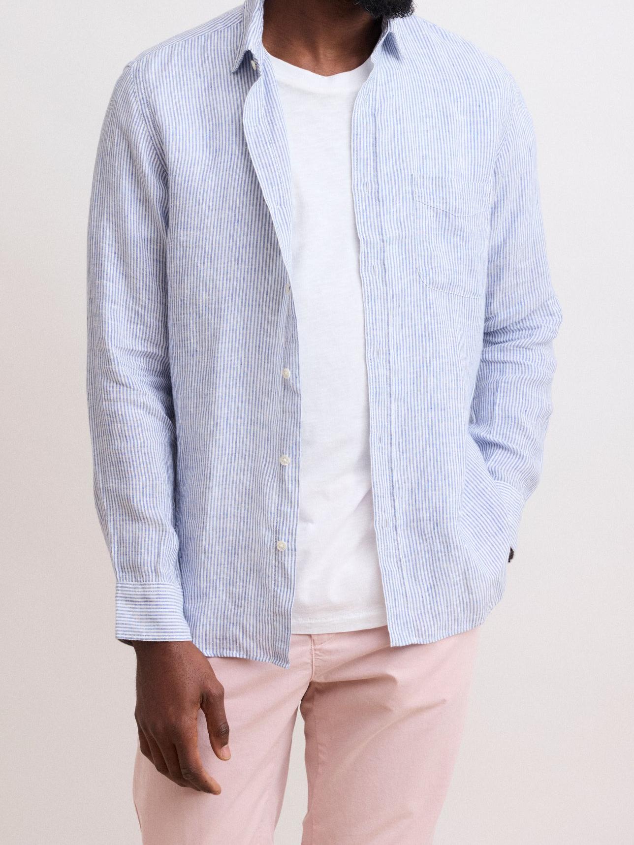 Soft And Comfortable Navy Blue And White Striped Shirt