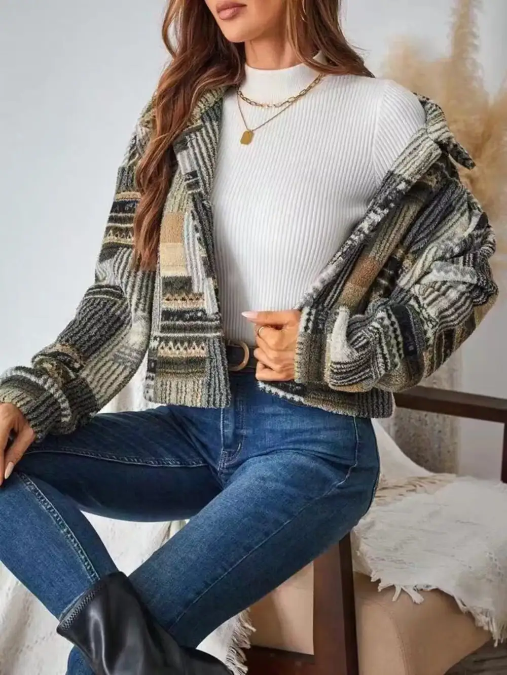 Button-up Dropped Shoulder Jacket