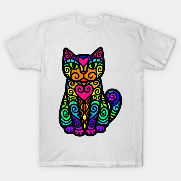 Rainbow Doodley Doodlecat T-Shirt