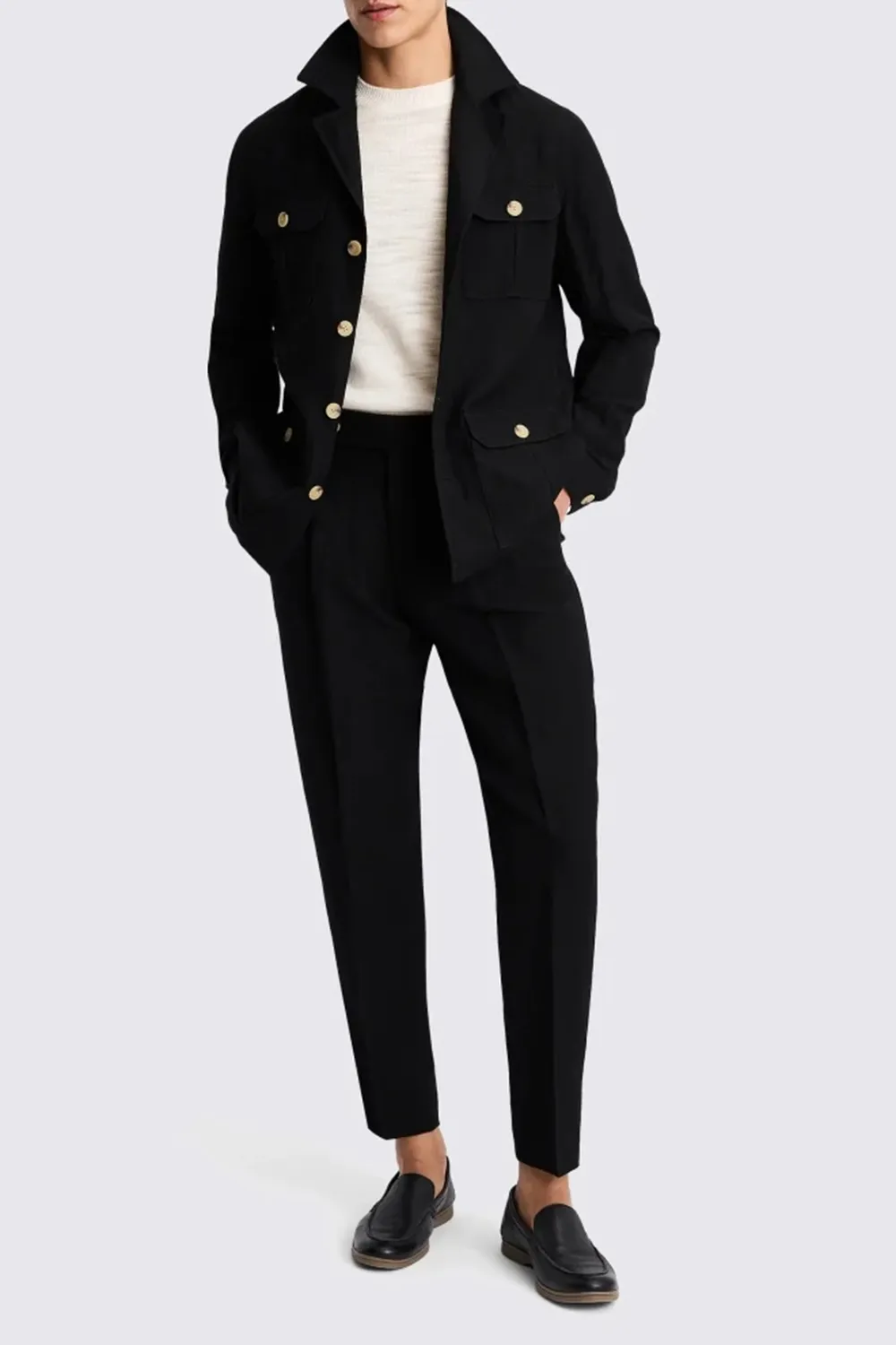 Sleek Wool Men's Black Jacket