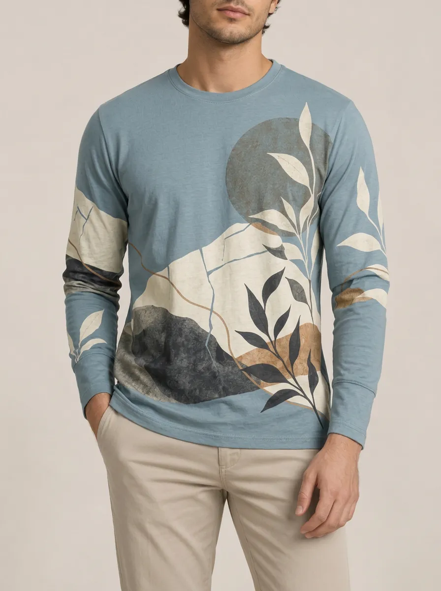 Men's Long Sleeve Refined Style Layered Look Shirt