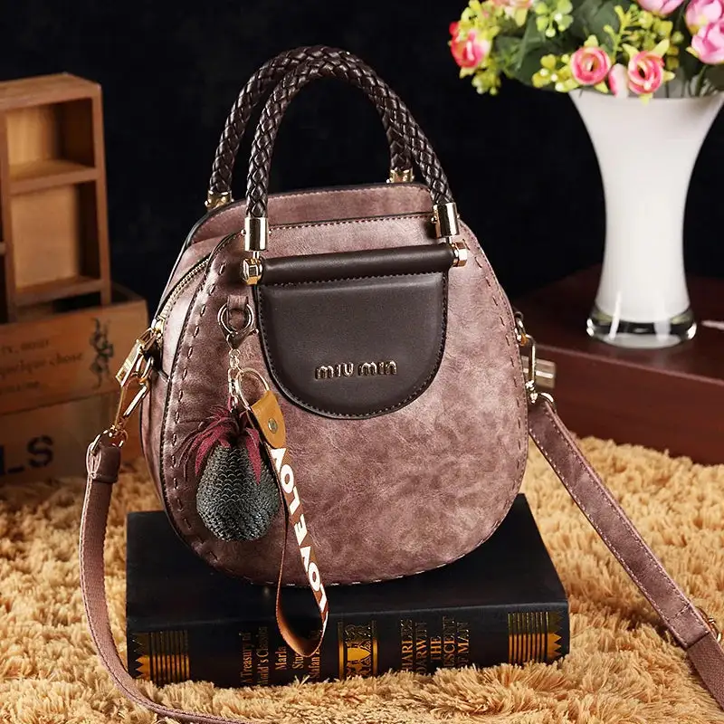 Genuine Leather Round Box Crossbody Bag