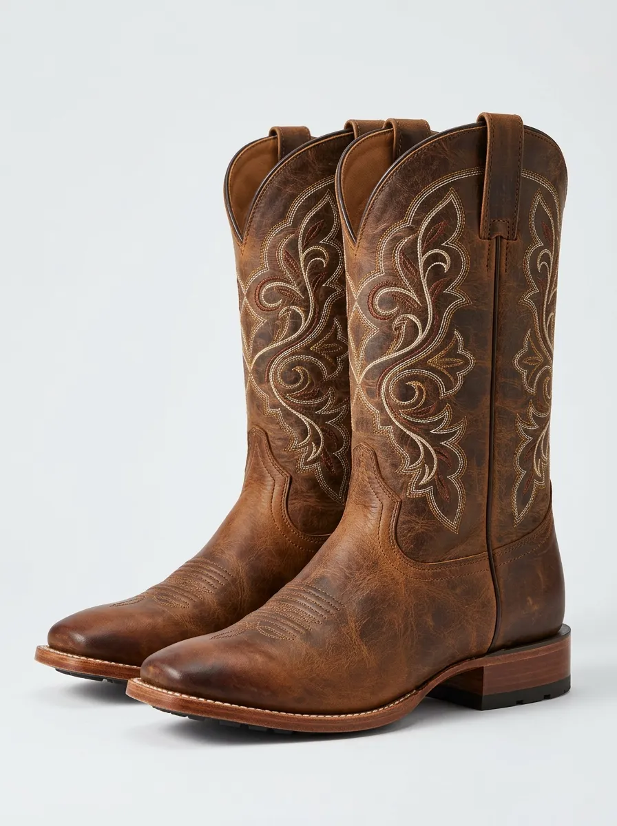 Country Embroidered Floral Utility-Look Western Boots