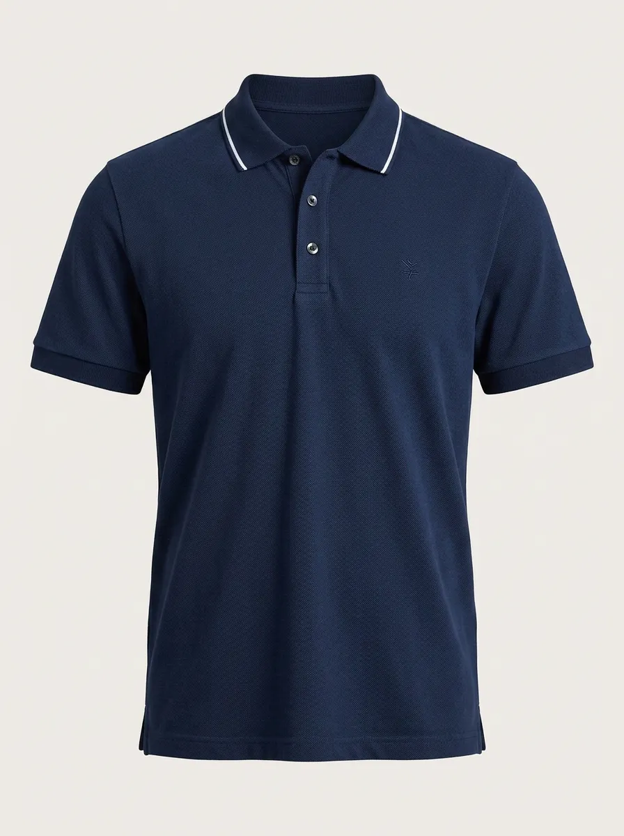 Men's Classic Comfort Tipped Collar Embroidered Polo Shirt