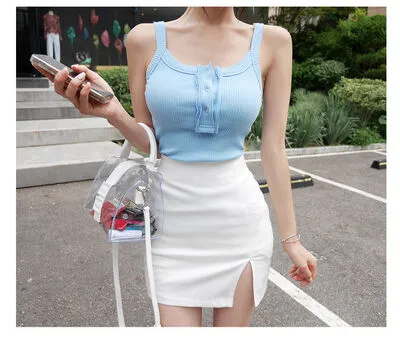 High Waist Side Slit Skirt