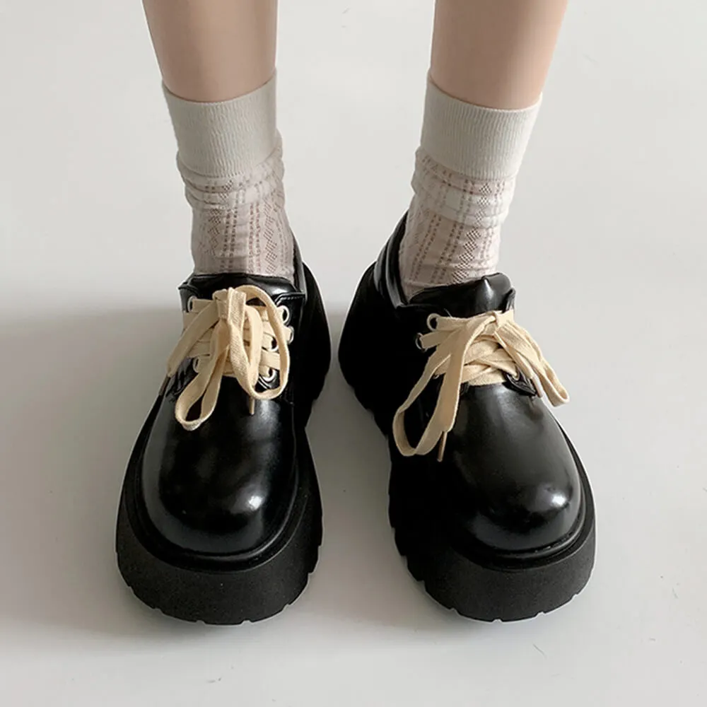 Contrast-Laced Chunky Platform Boots