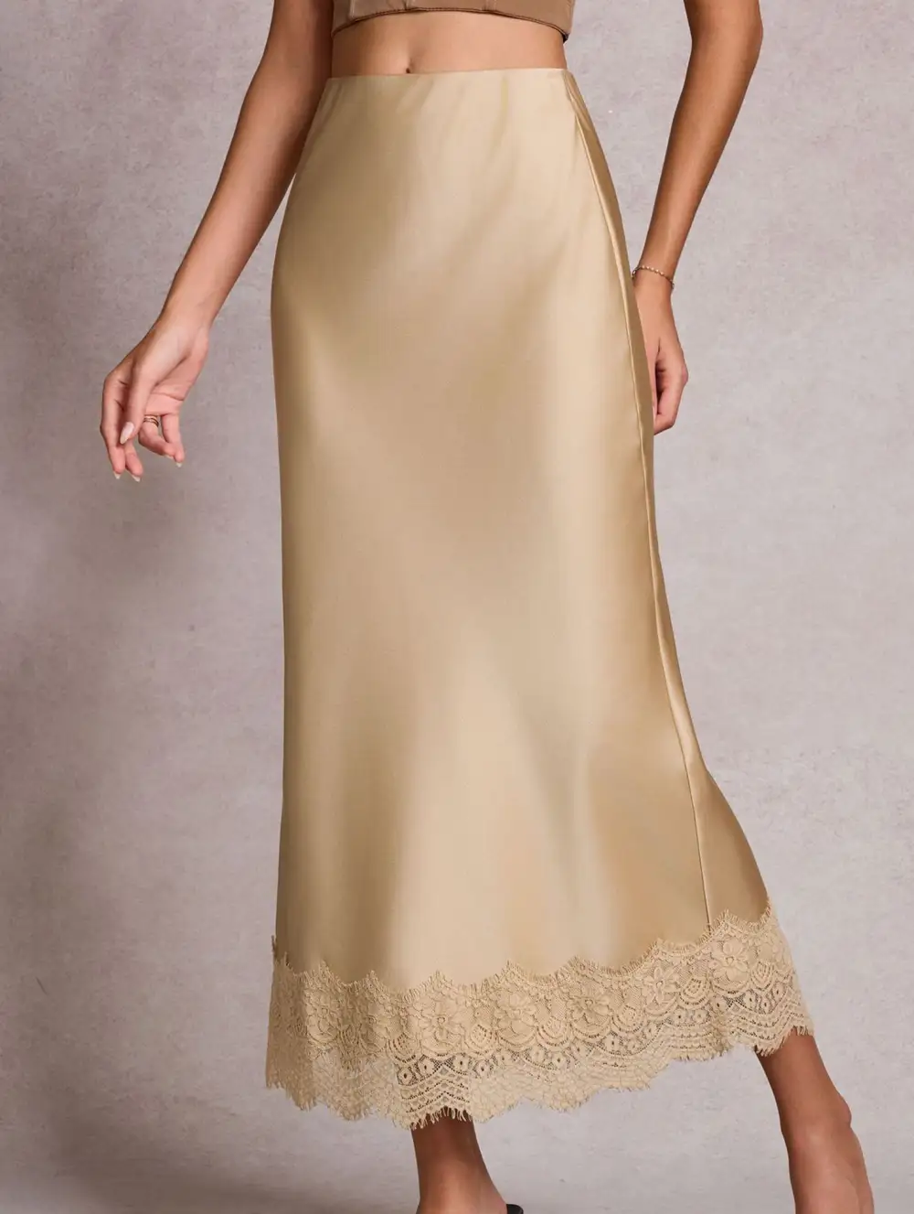 Lace Satin Bodycon Skirt