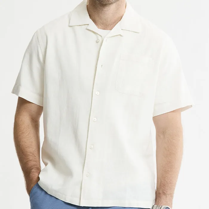 Linen Blend Short Sleeve Camp Shirt