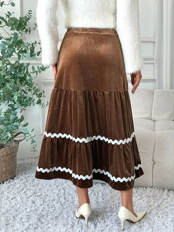 Everyday Velvet Tiered Midi Skirt
