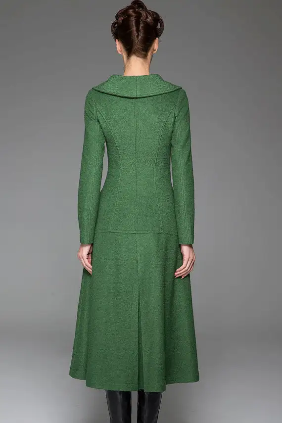 Refined Wool Blend Tailored Single Breasted Lapel Collar Long Coat