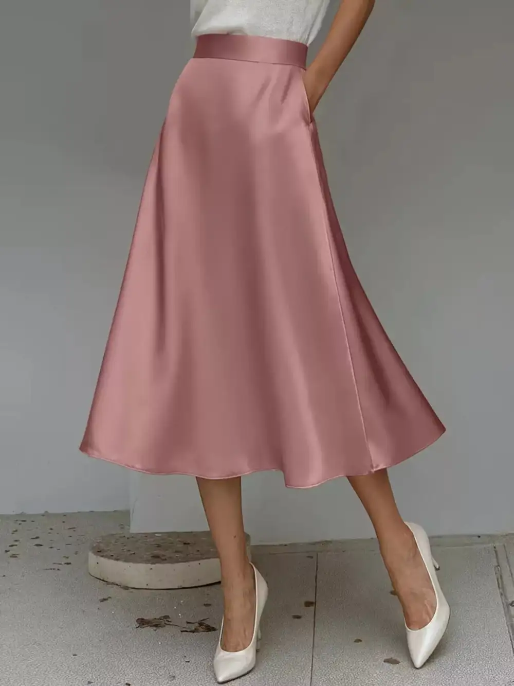 Everyday Satin Midi Skirt