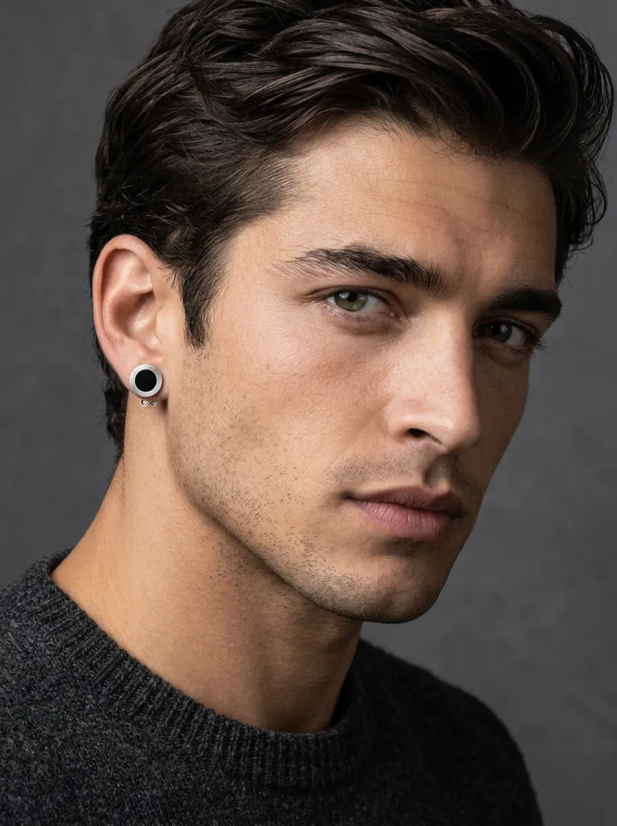 Men's Minimalist Circle Stud Earrings