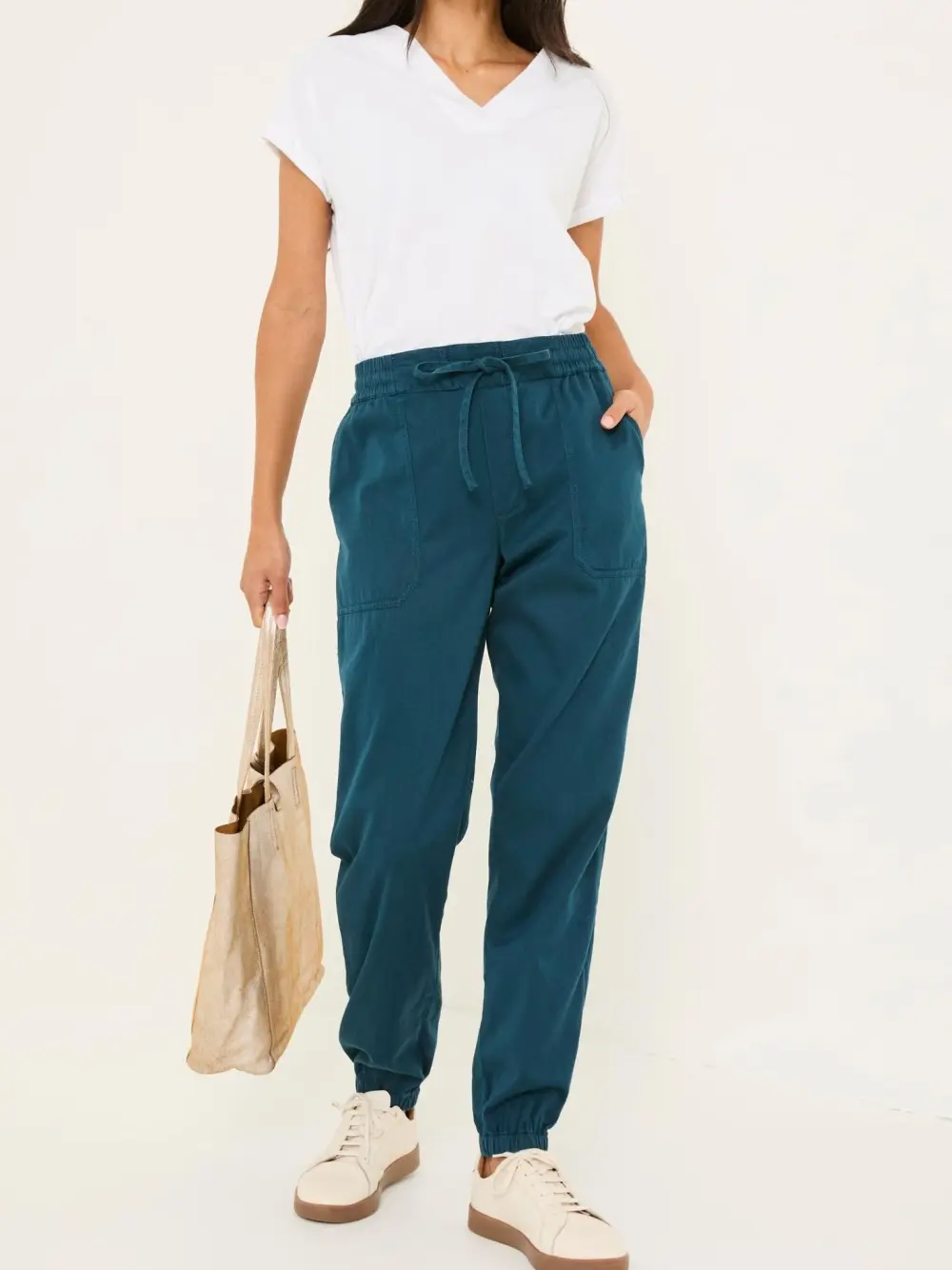 Blue Cuffed Cotton Cargo Joggers