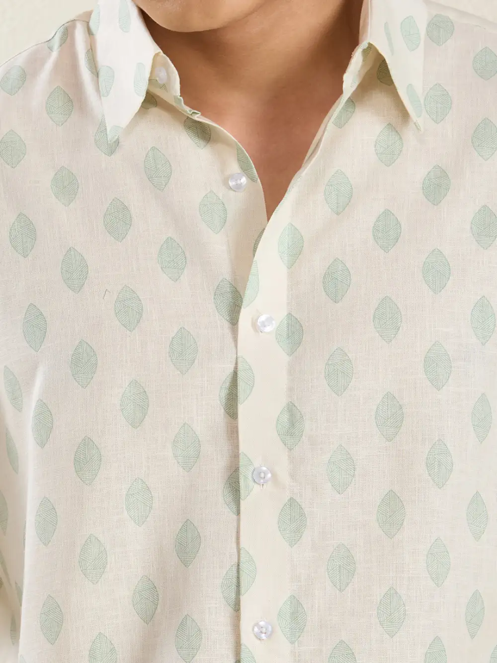 Active Printed Pure Linen Linen Men's Formal Shirt