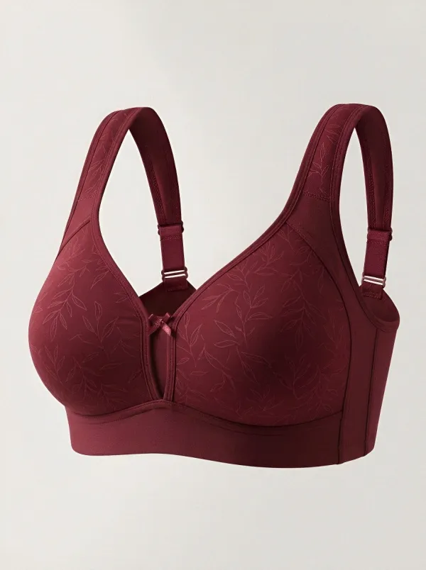 Women's Plus Size Sage Green Leaf Wide-Strap Wireless Bra