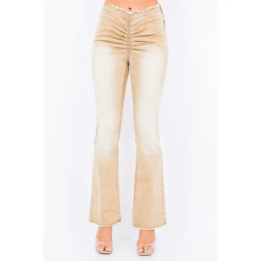 Cut Ruched Flare Pants