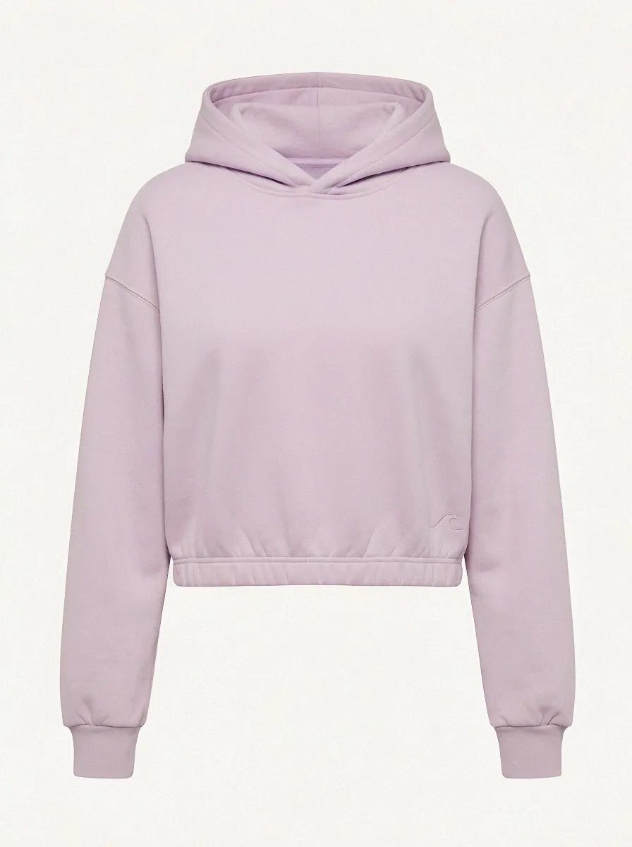 Women's Minimalist Beach Lover Wave Embroidered Cropped Hoodie