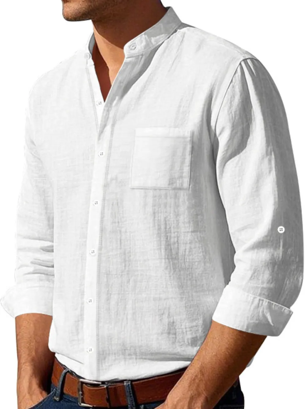 Polyester Button Down Long Sleeve Shirt