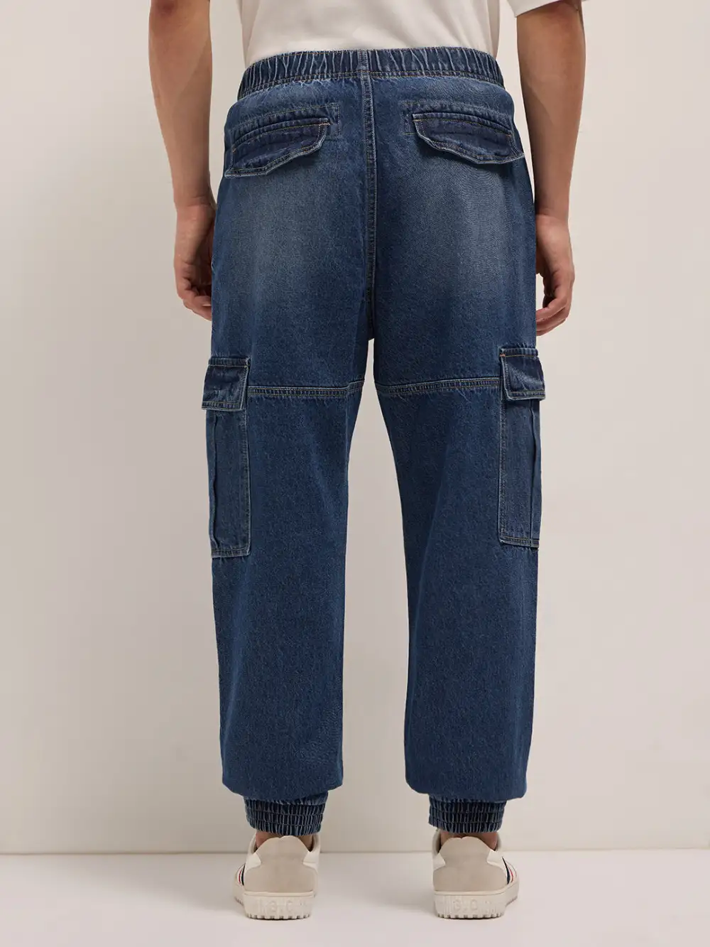 Baggy Elastic Waist Stretch Jeans
