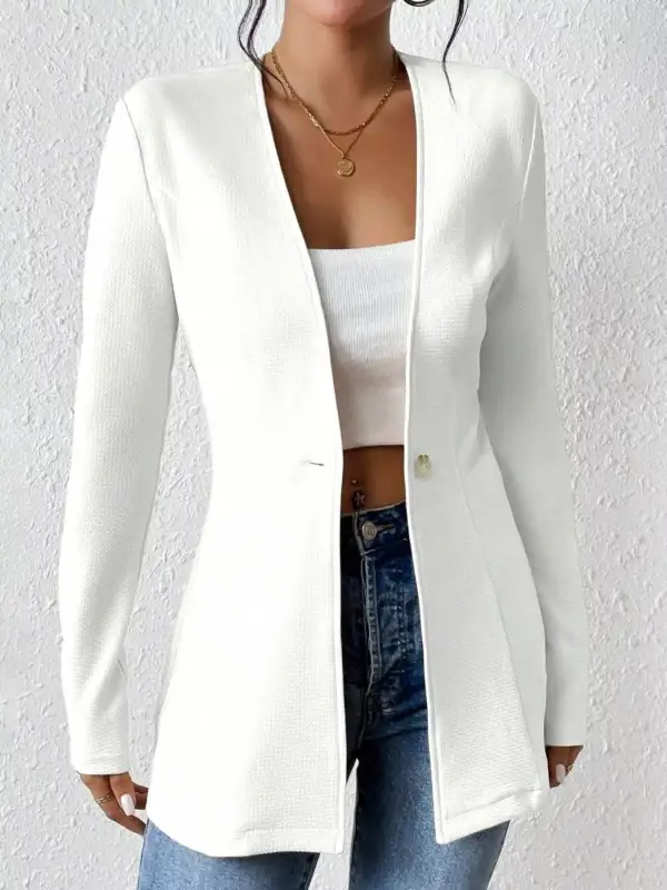 One Button Long Sleeve Blazer Easy Layering Piece