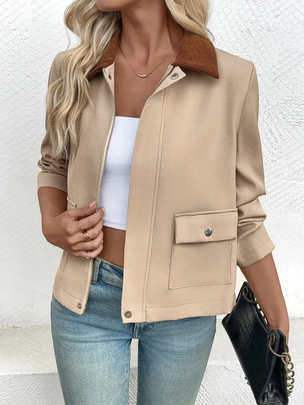 Casual Zip-Up Pocketed Jacket