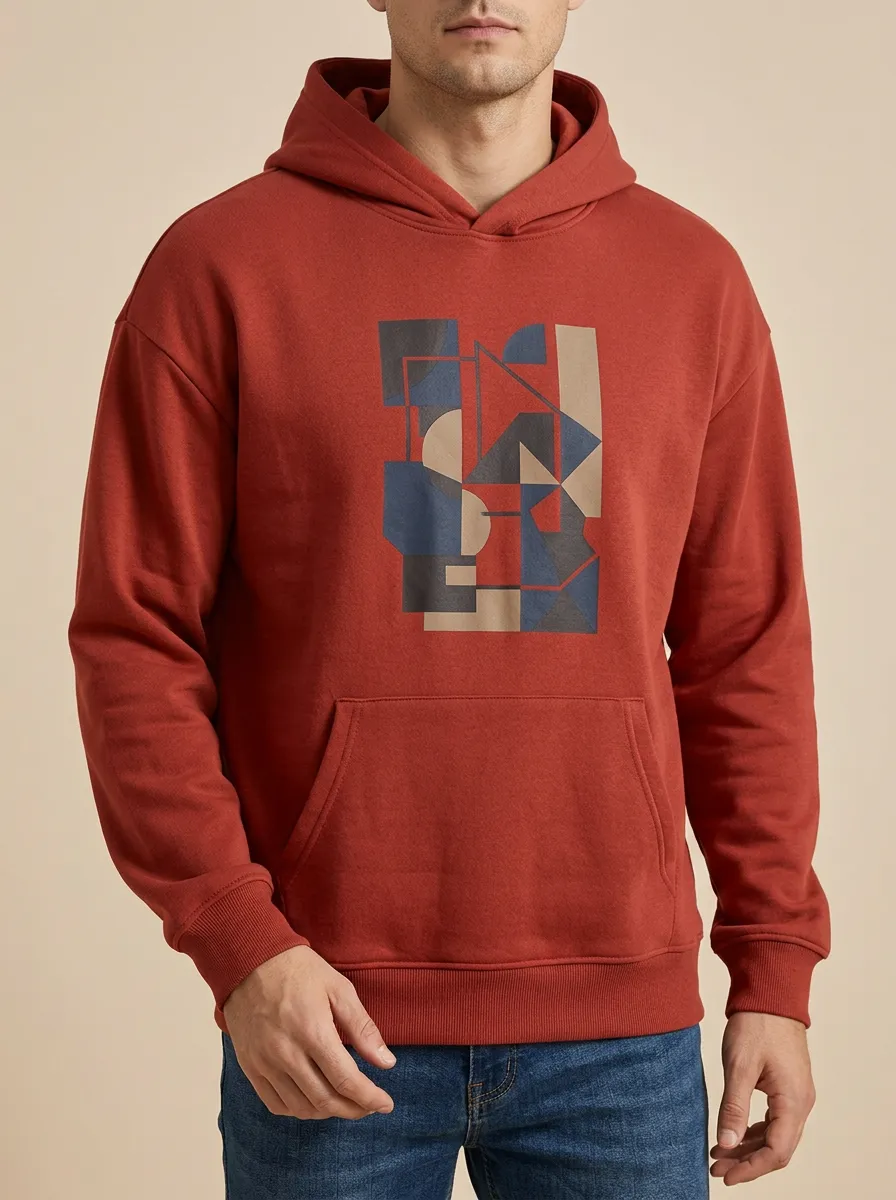 Men's Abstract Geometric Pattern Print Hoodie