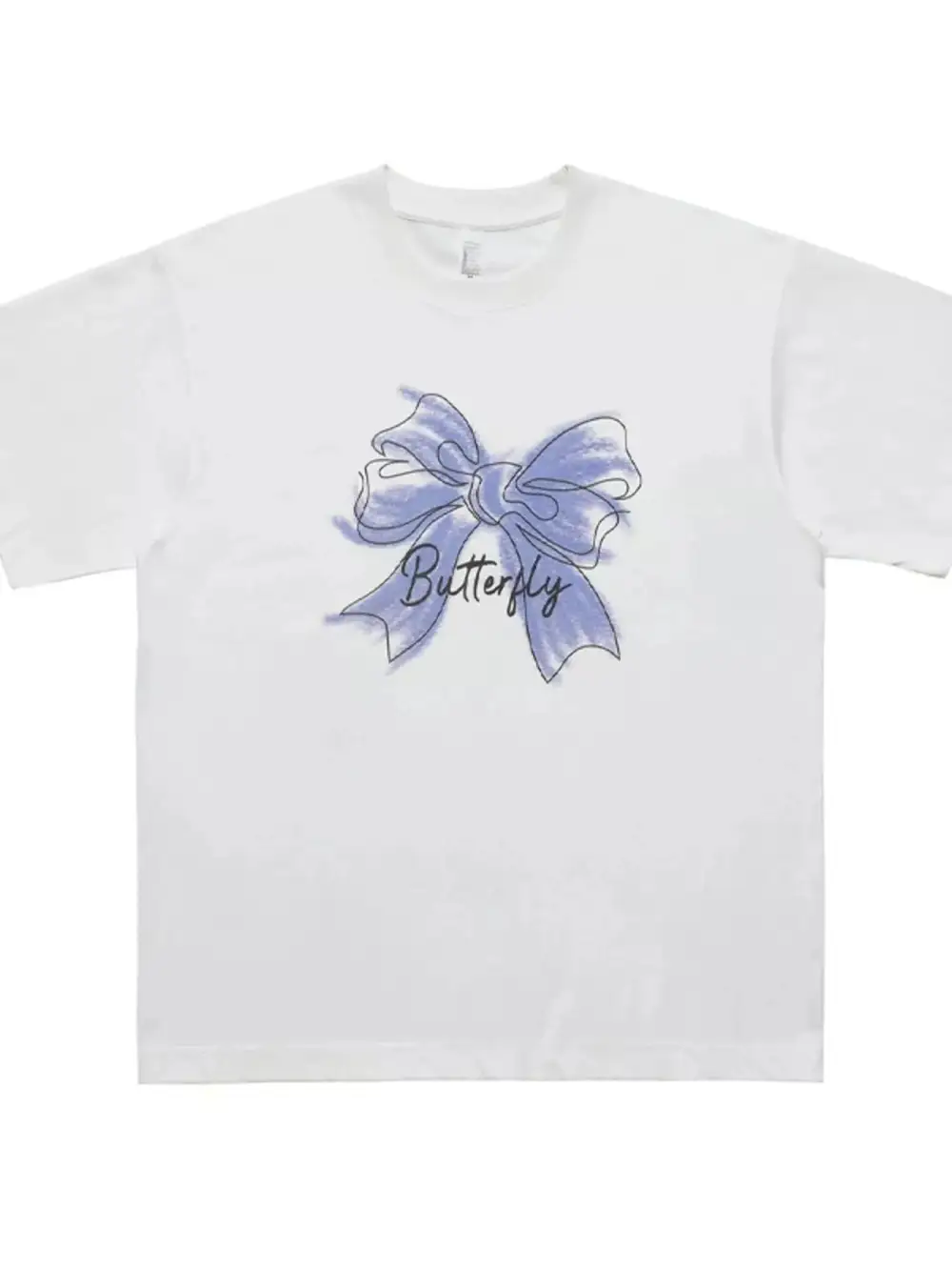 Bow Butterfly Round Neck Short Sleeve T-Shirt