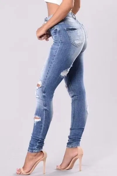 Soft Skinny Distressed Denim Jeans