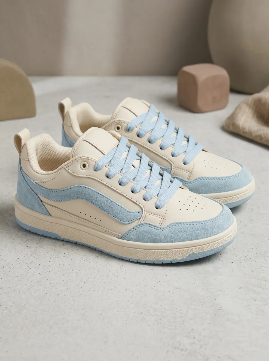 Perforated Color-Block Women's Low-Top Skate Sneakers