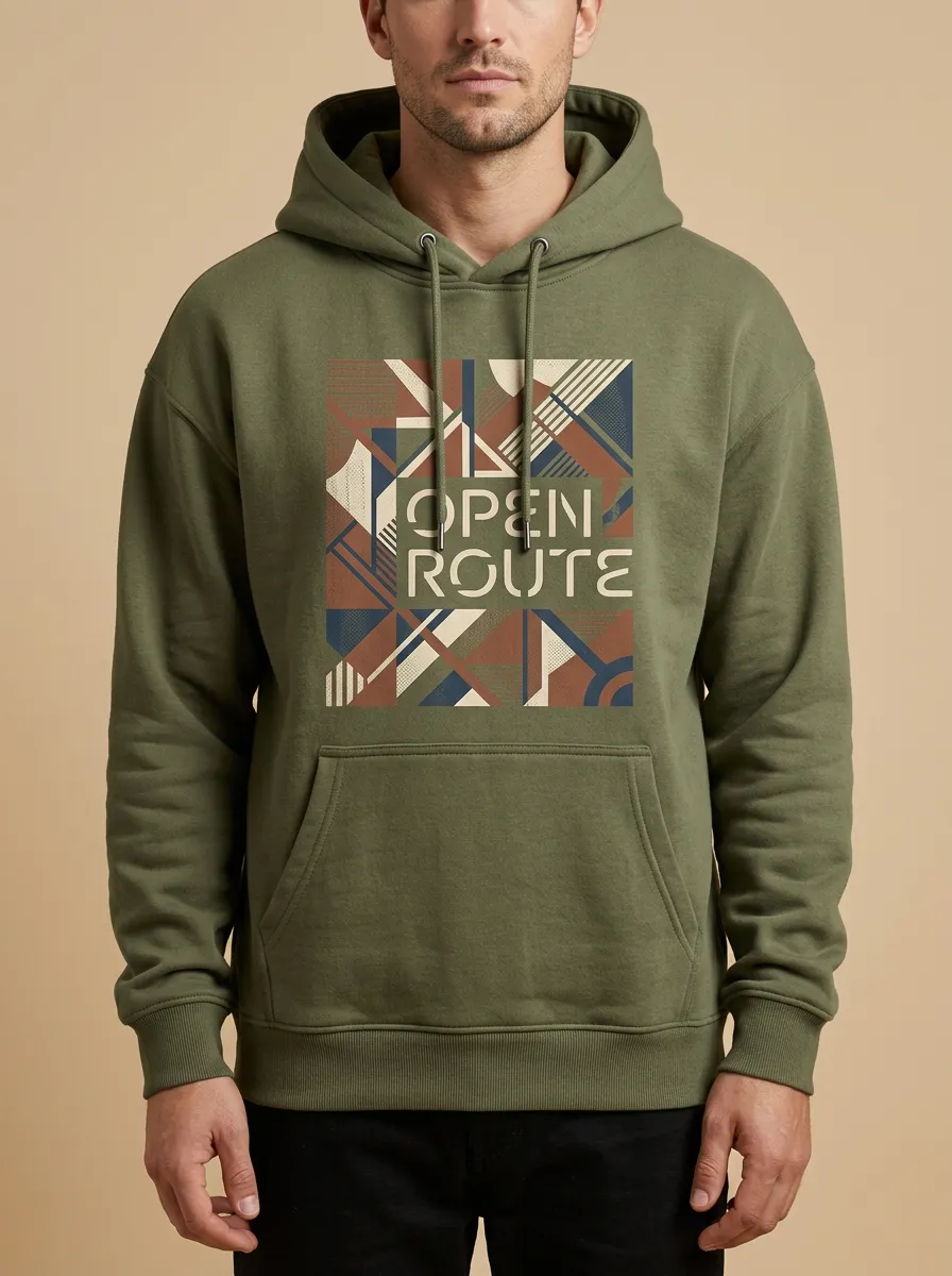Unisex Lettered Geometry Kangaroo Hoodie