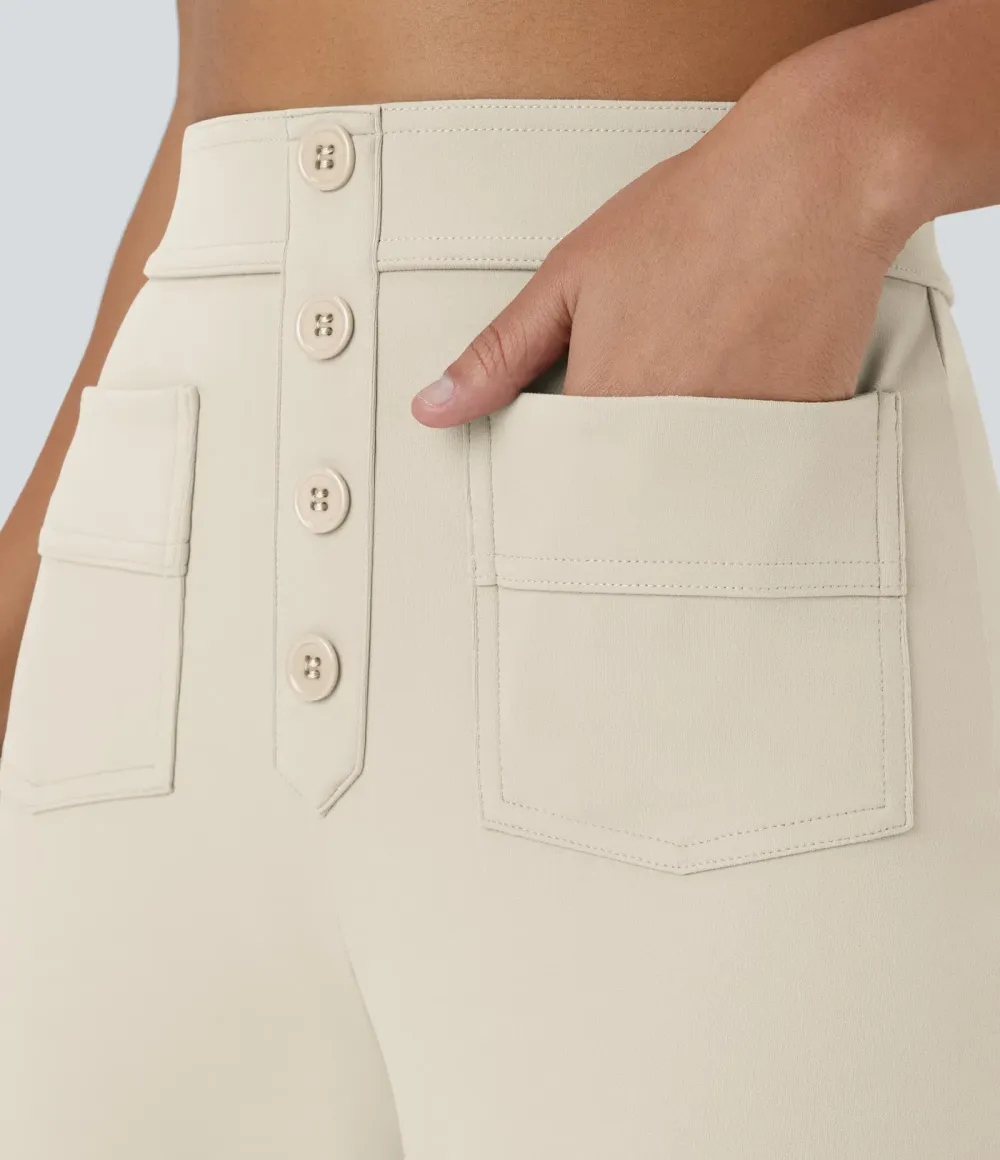 DayStretch High Waisted Pockets Straight Leg Casual Pants