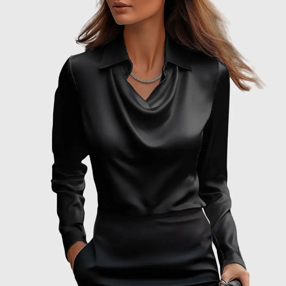 Floral Pleated Neckline Pleated Blouse