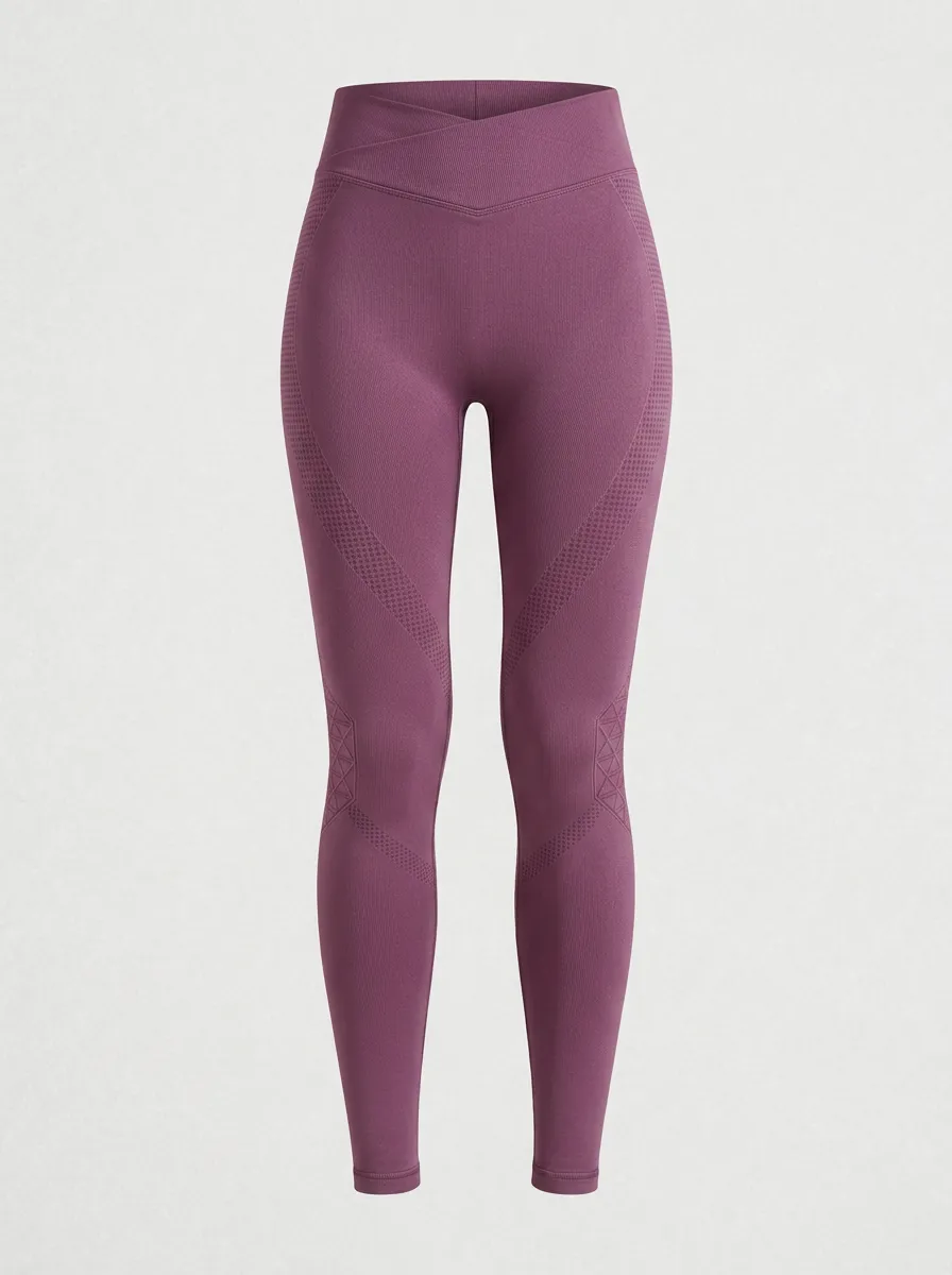 Women's Fitness Yoga Cross-Waist Seamless Textured Leggings