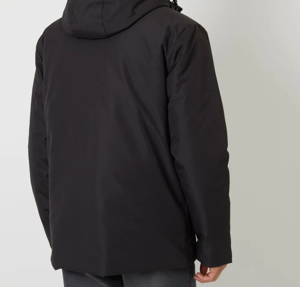 Men's Black Water-Resistant Longline Hooded Puffer Jacket