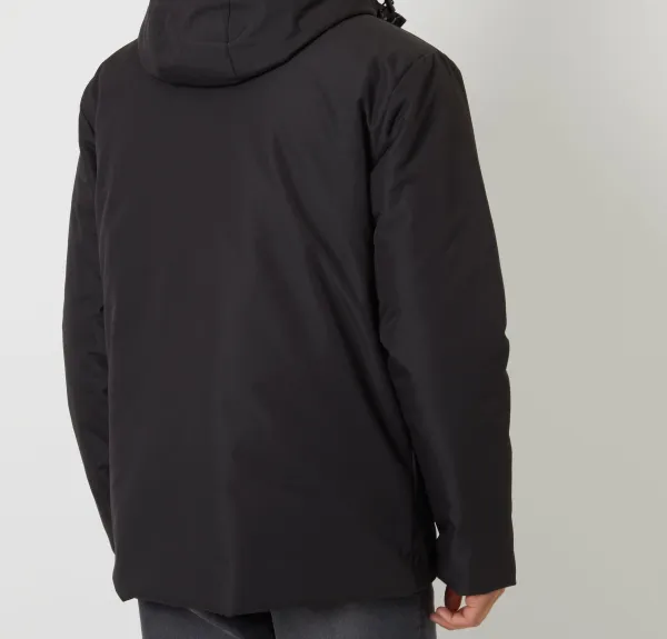 Men's Black Water-Resistant Longline Hooded Puffer Jacket