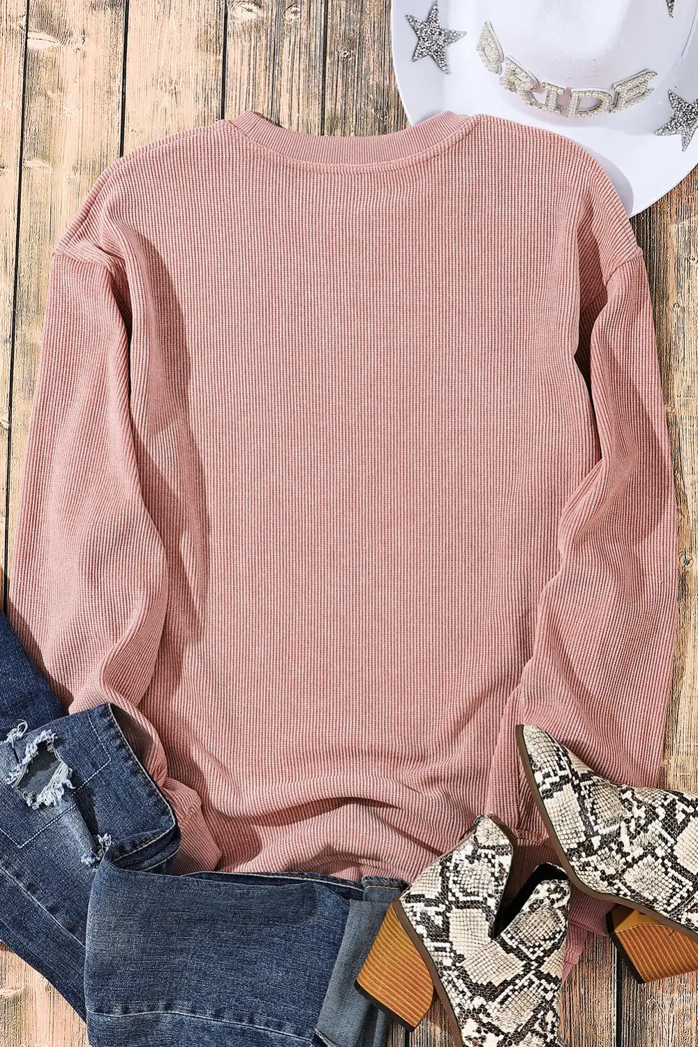 Ribbed Crewneck Sweatshirt