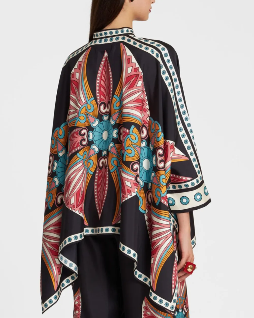 Lotus Print Twill Blouse Coordinated Set