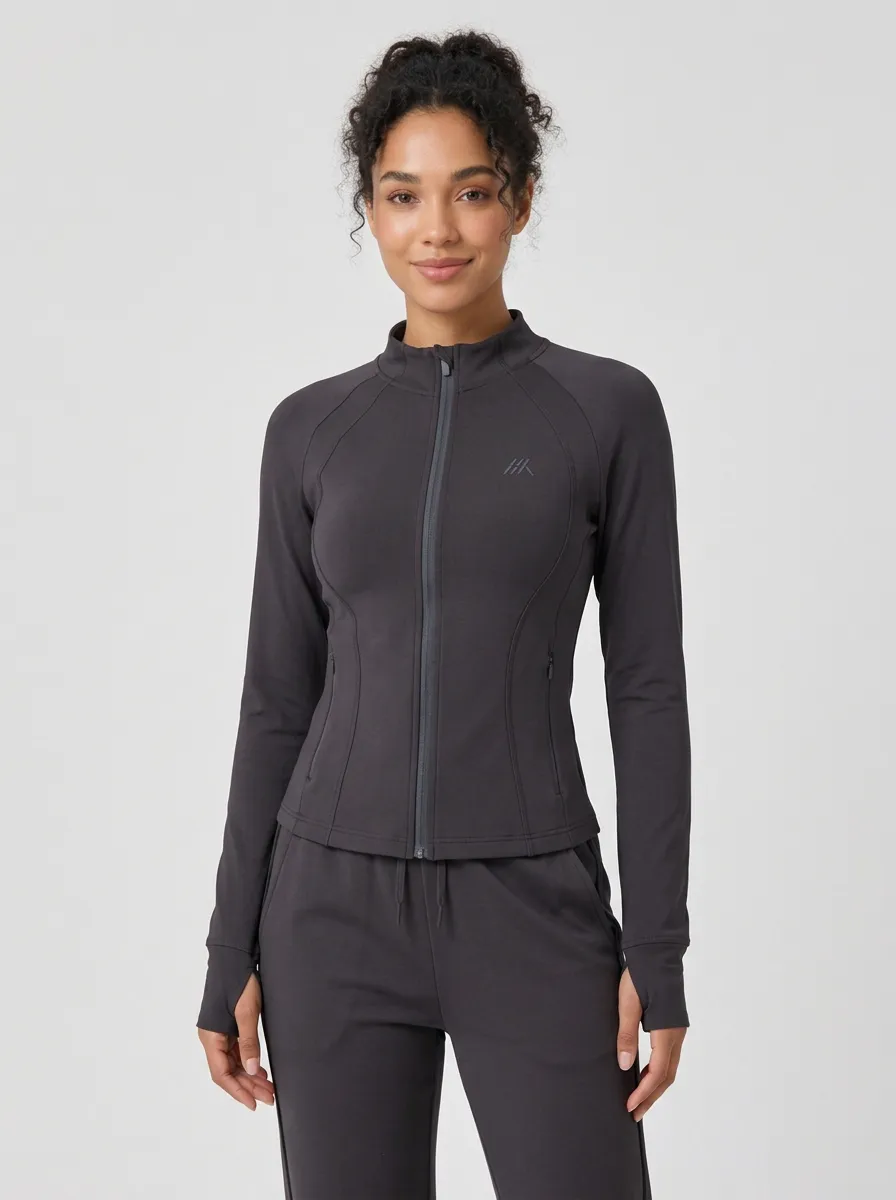Women's Fitness Yoga Gym Purple Zip-up Tracksuit Set