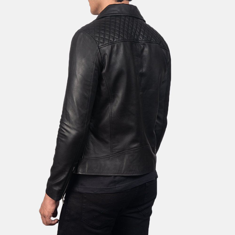 Men's Classic Biker Leather Quilted Jacket