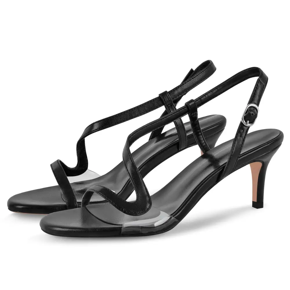 Round Toe S Strap Slingback Sandals