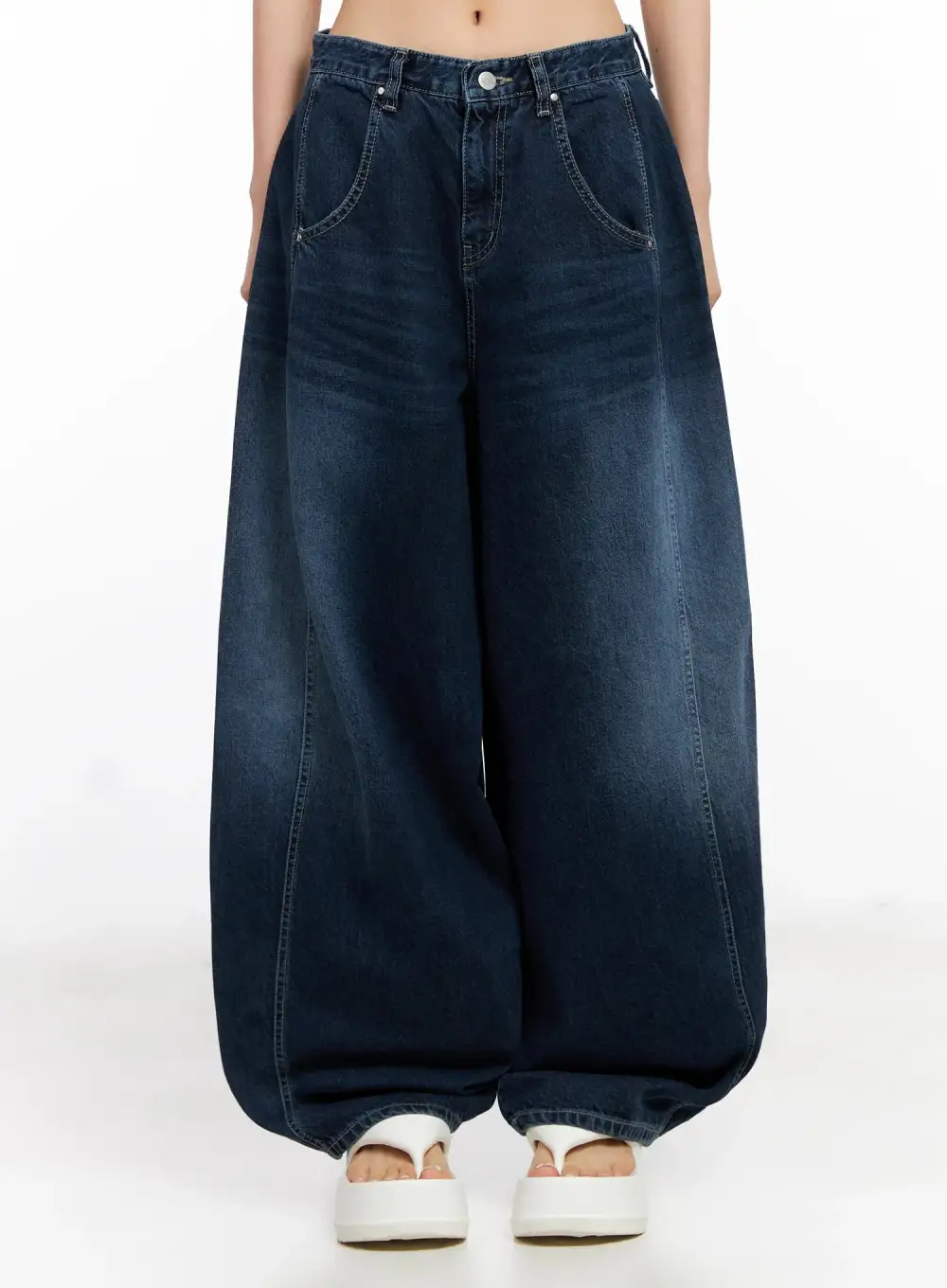 Angel Wing Print Wide-Leg Jeans