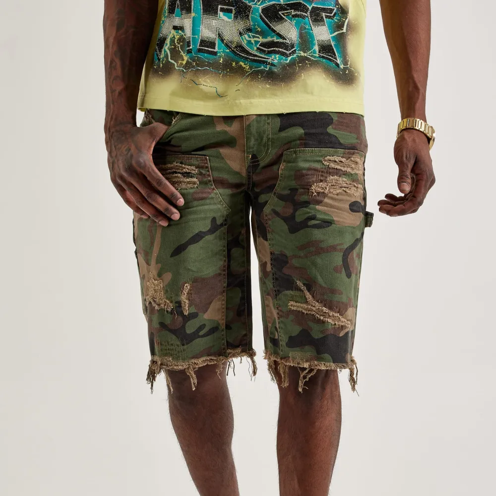 Denim Distressed Carpenter Shorts