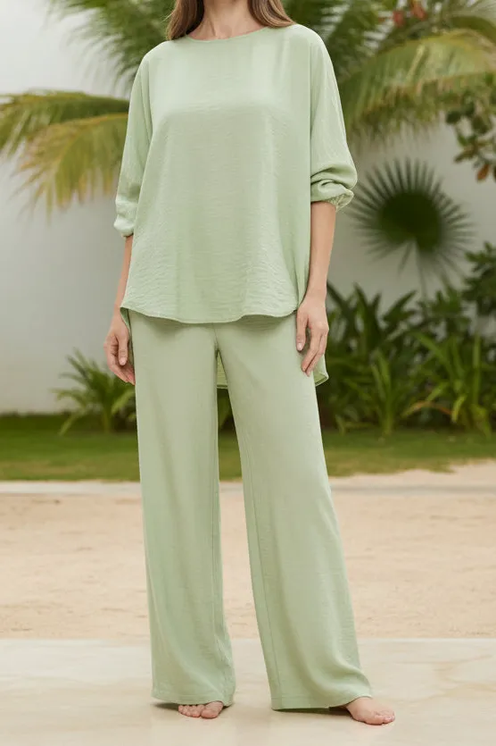 Wide-Leg Stretch Women's Two-Piece Set