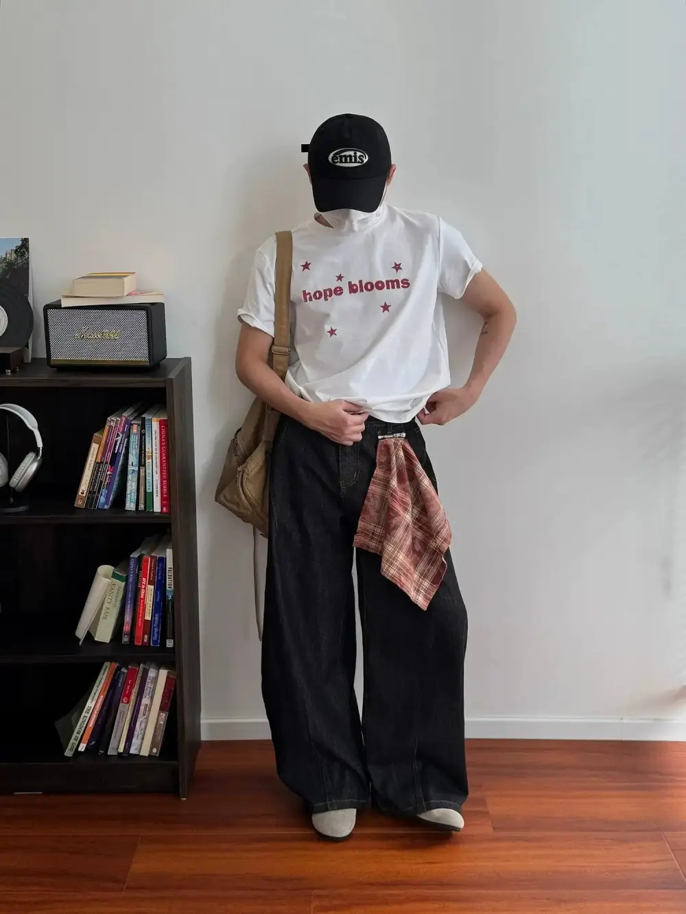 Detachable Scarf Wide Leg Jeans