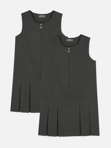 7-15yrs | 2pk Pleated School Pinafore Dresses