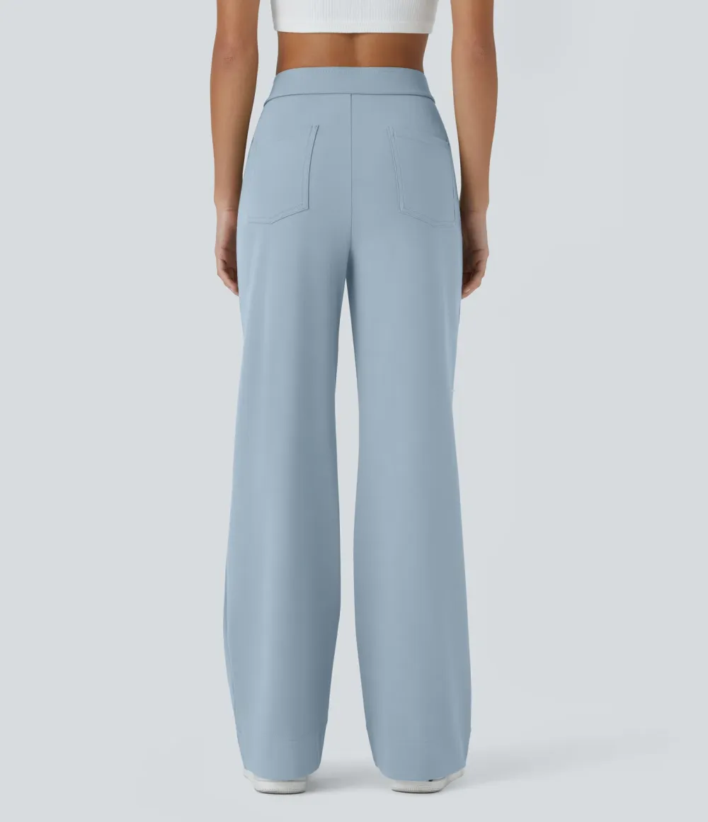 DayStretch High Waisted Pockets Straight Leg Casual Pants