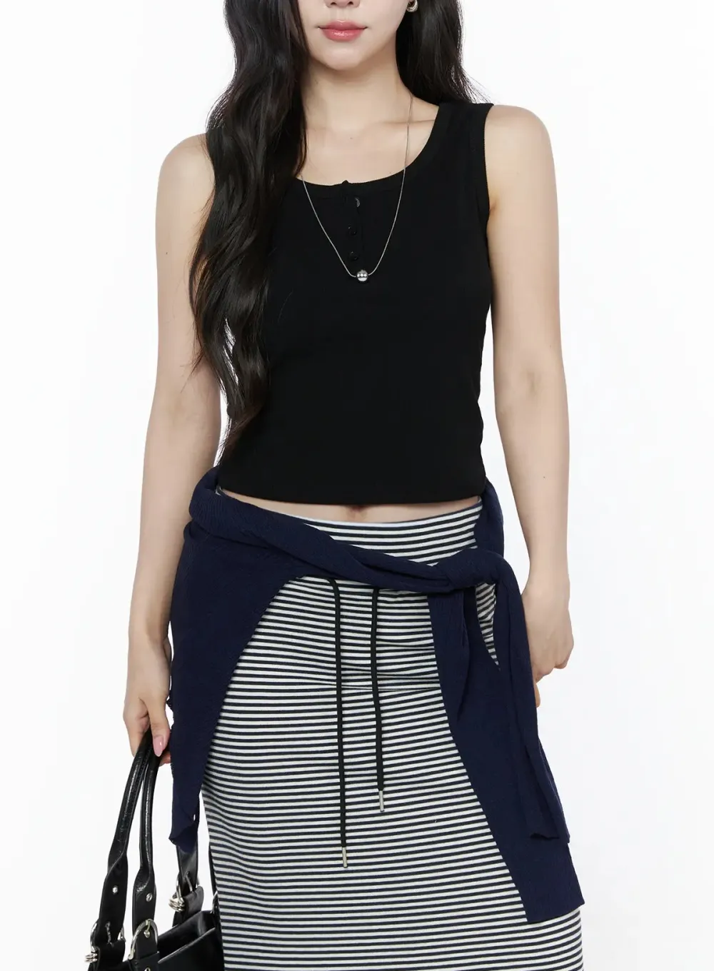 Ribbed Button Tank Top