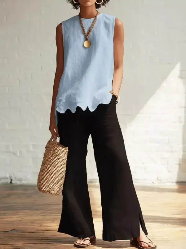 Buttoned Ruffled Tank Top