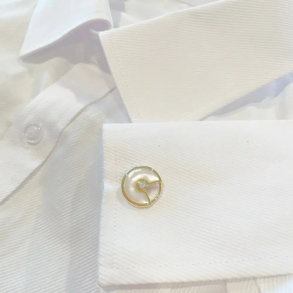 Classic Refined Diamond Mother Of Pearl Cufflinks